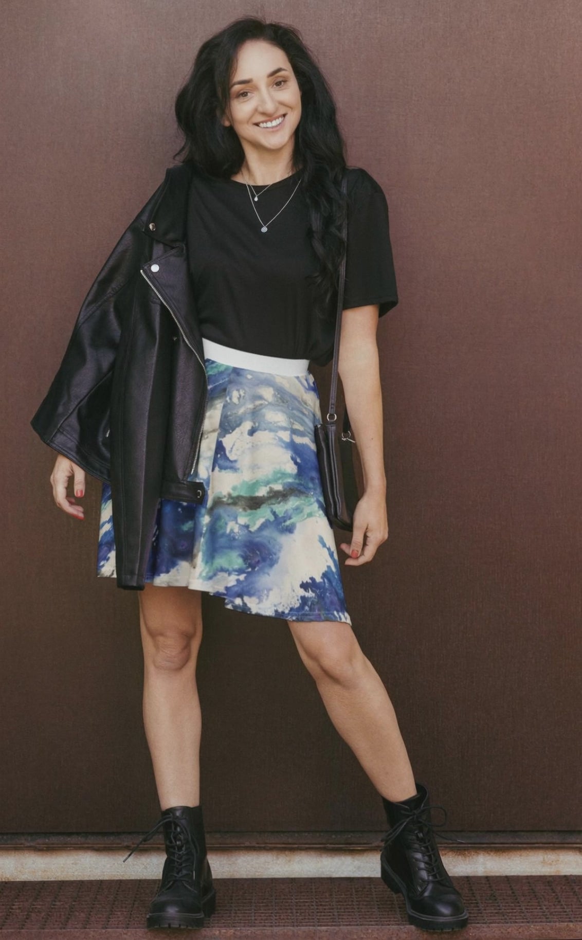 Blue Ocean Abstract Art Skater Skirt