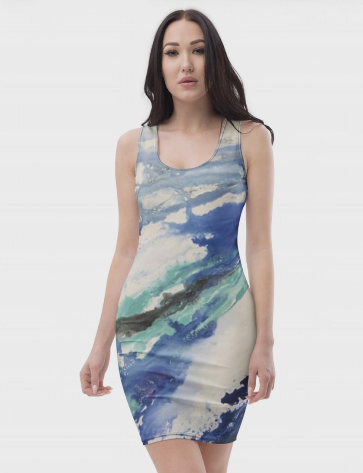 Blue Ocean Abstract Art Dress