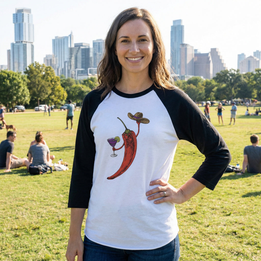 Chili Margarita Cowboy Raglan Tee – Playful Western Graphic